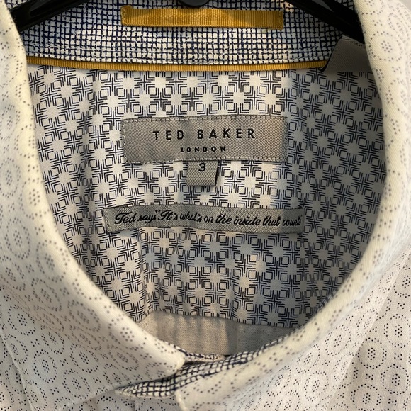 Ted Baker Long Sleeve Casual Shirt, White Geometric Pattern Size 3 - Picture 2 of 3